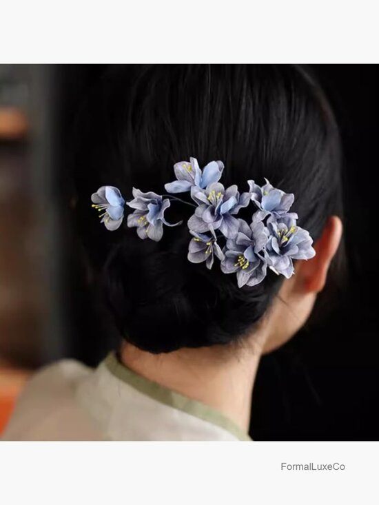 Chinese Hanfu Flower Hair Clip Hair Sticks Bobby Pins Brooch Pearl Wedding Women main image 2